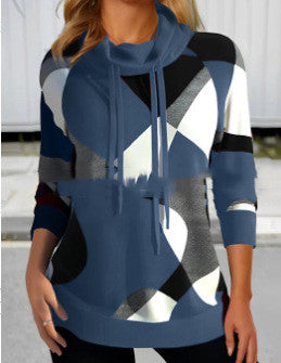 Chic Printed Turtleneck Sweater for Women