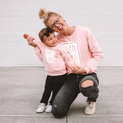 Matching Mother-Daughter Three-Color Fleece Sweatshirt