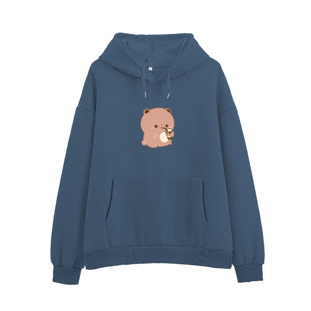 Cute Cartoon Print Oversized Fleece Hoodie