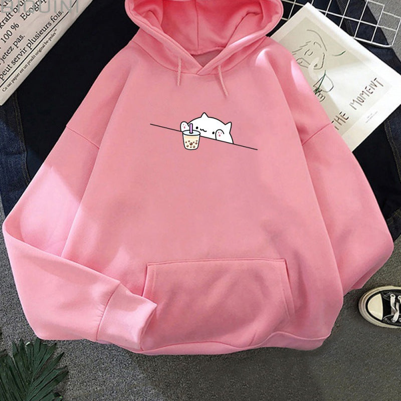 Cozy Streetwear Letter Print Women's Hooded Sweatshirt