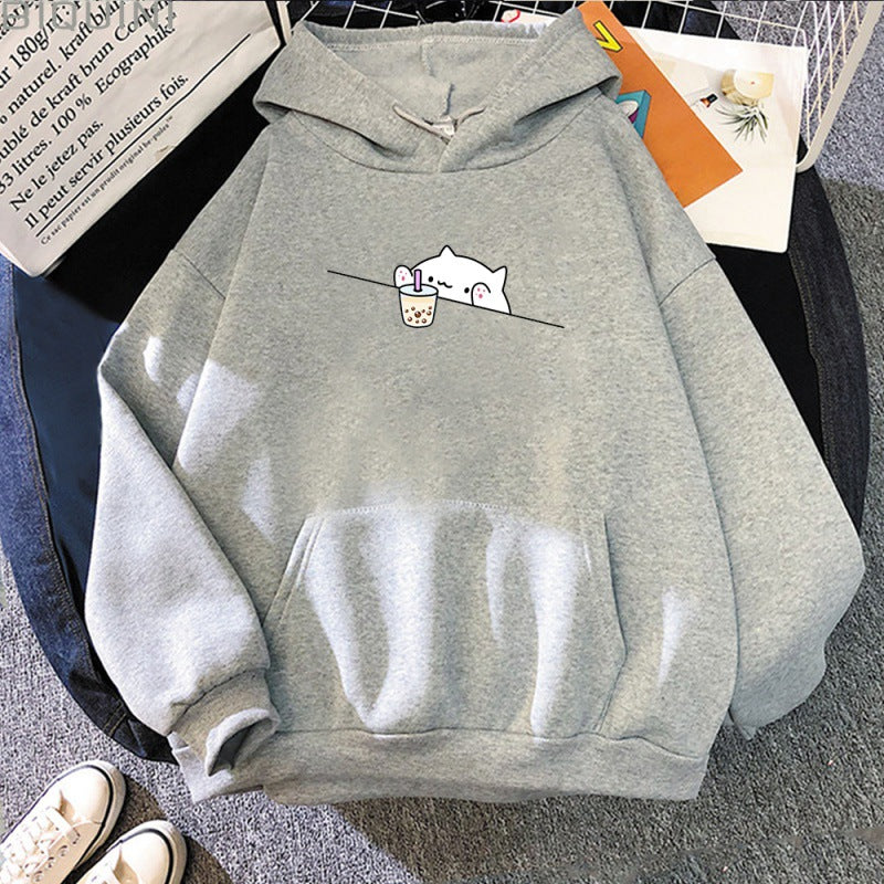 Cozy Streetwear Letter Print Women's Hooded Sweatshirt