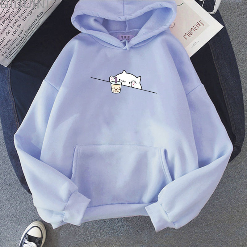 Cozy Streetwear Letter Print Women's Hooded Sweatshirt
