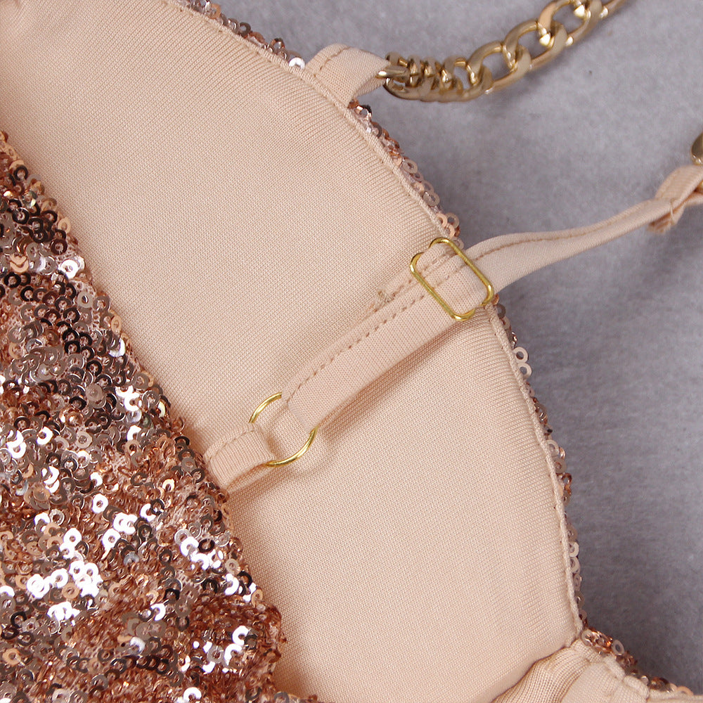 Fashion Women's Sequin Sling Tube Top Jumpsuit