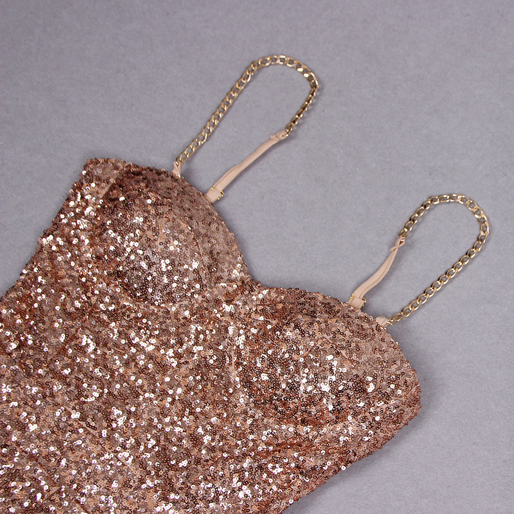 Fashion Women's Sequin Sling Tube Top Jumpsuit
