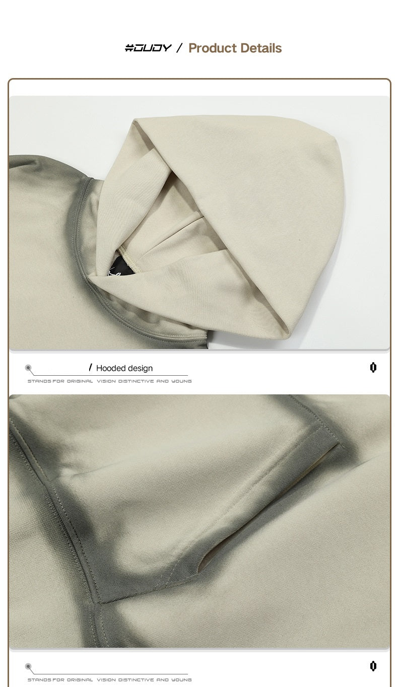 Embroidered Frayed Hem Loose Hoodie