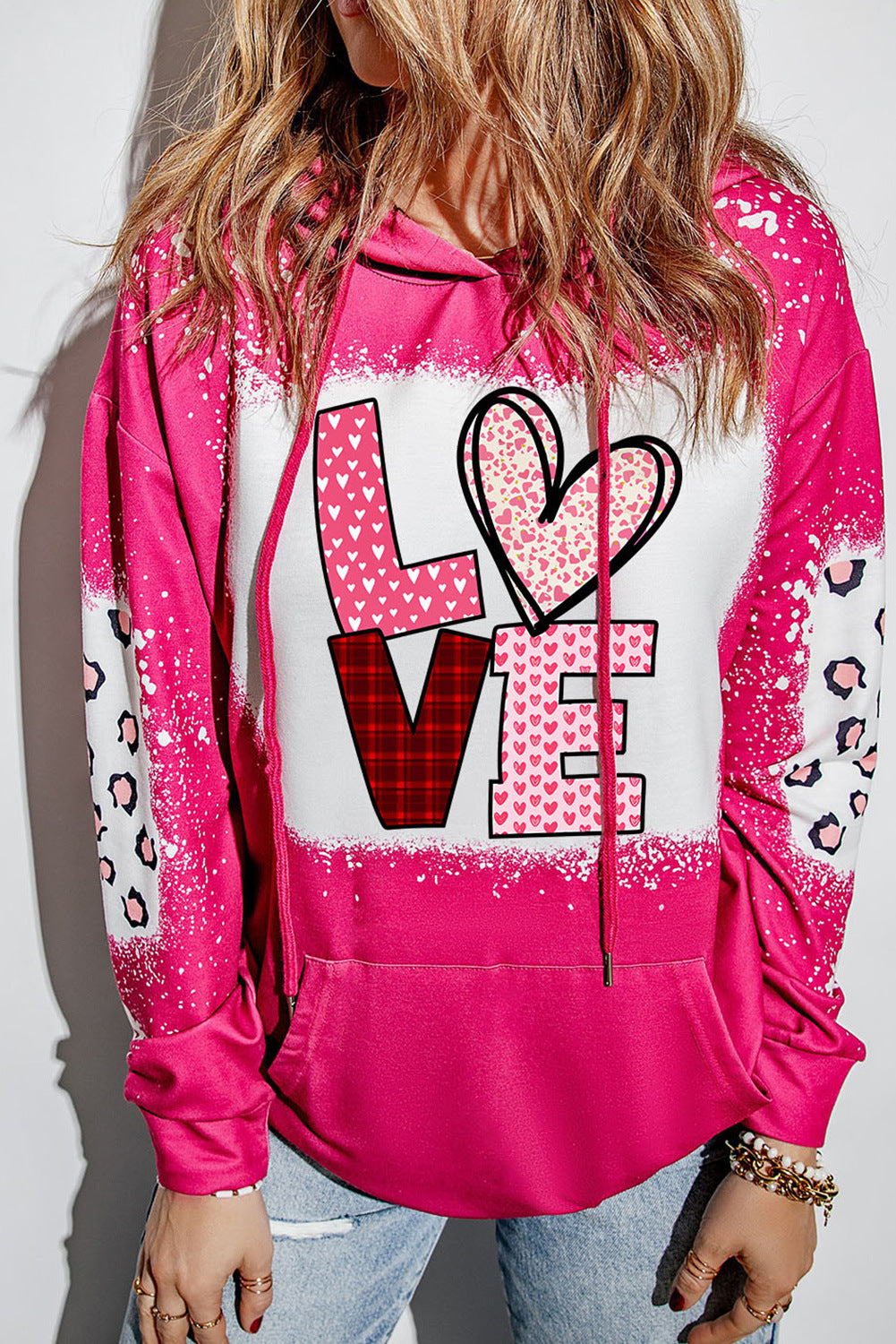 Women's Leopard Print Drawstring Long Sleeve Hoodie