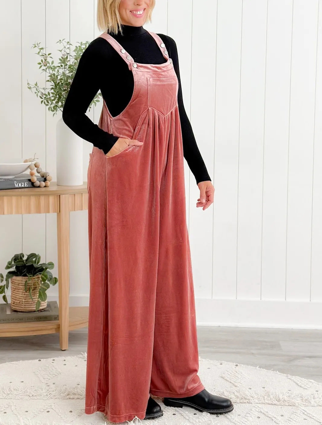 European And American Fashion Solid Color Suspender Pants