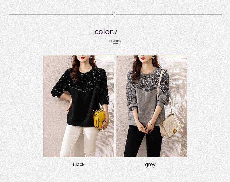 Elegant Sequin Air Cotton Slimming Sweater