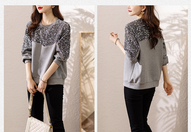 Elegant Sequin Air Cotton Slimming Sweater