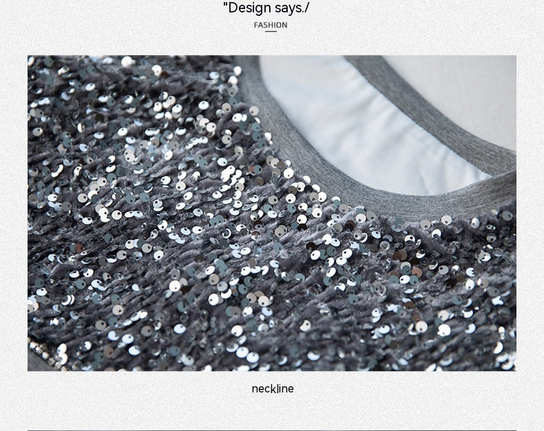 Elegant Sequin Air Cotton Slimming Sweater