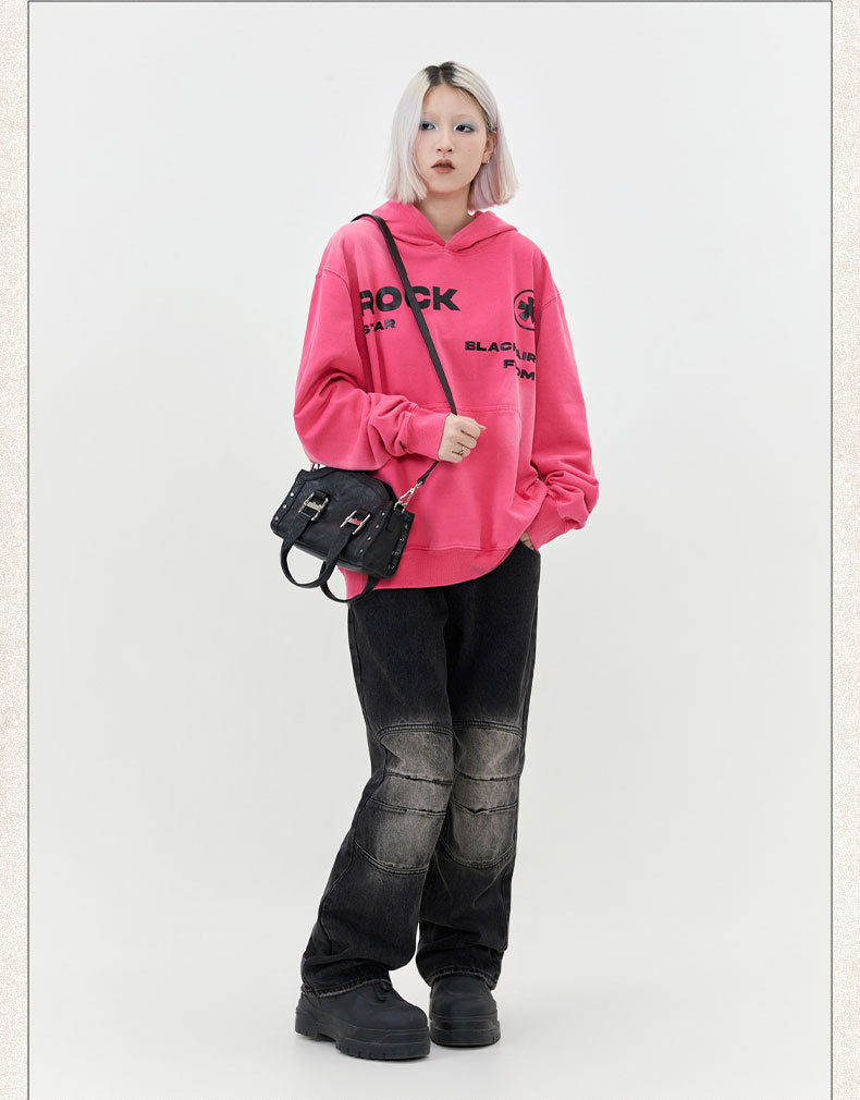 Washed Vintage Streetwear Letter Graphic Sweater