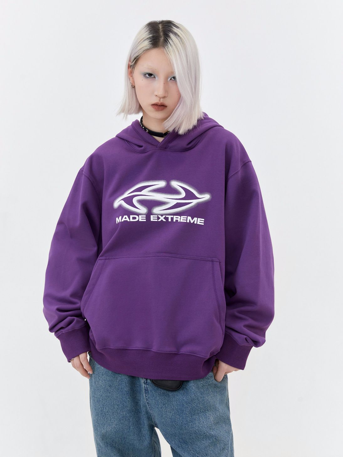 Oversized Graphic Letter Printed Hoodie for Women