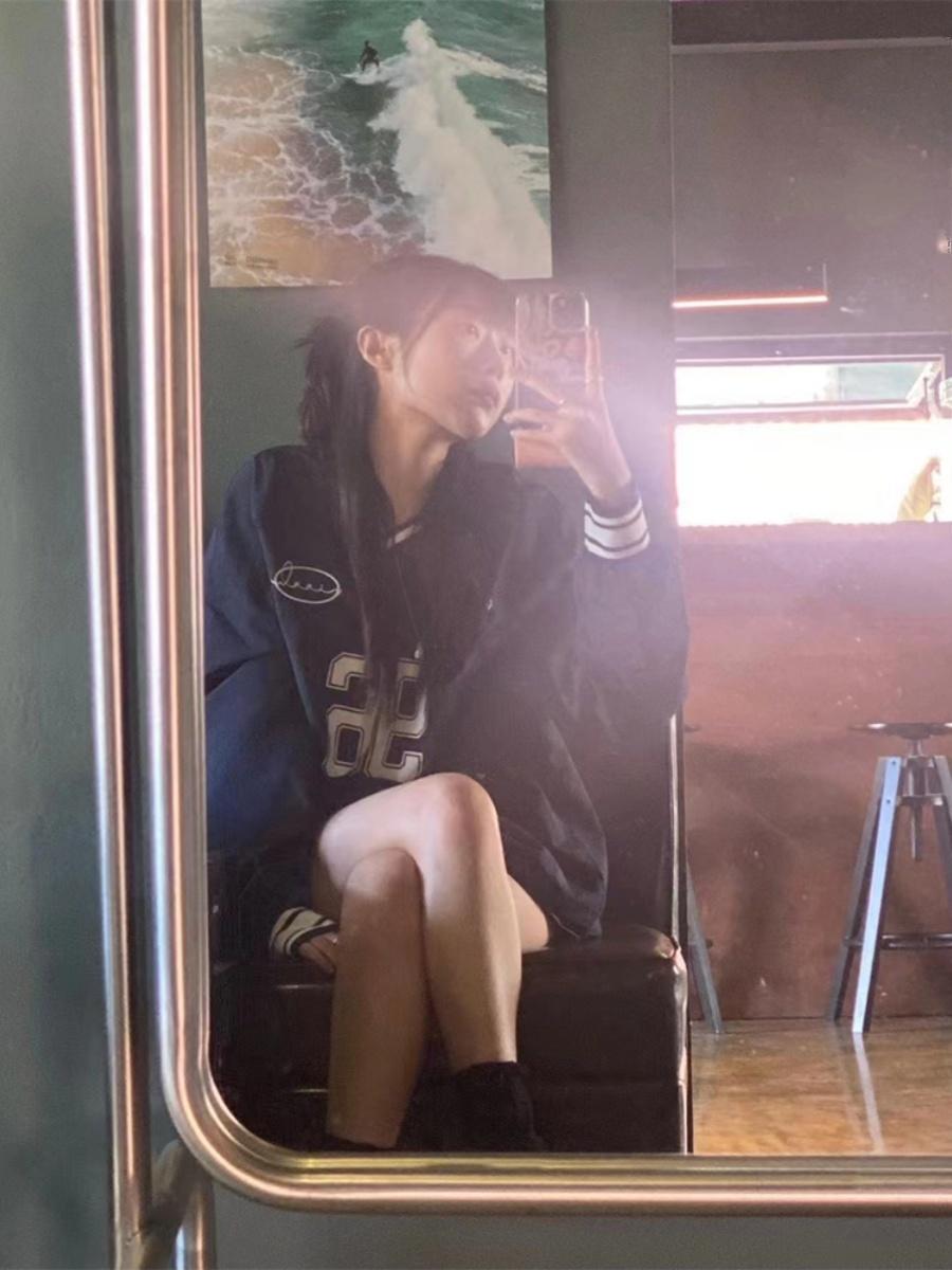 Women's V-Neck Baseball Pullover Sweater Jacket