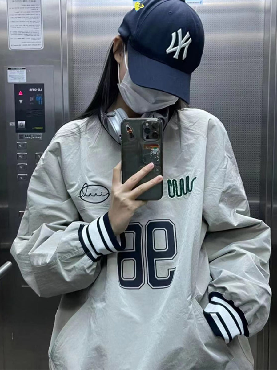 Women's V-Neck Baseball Pullover Sweater Jacket