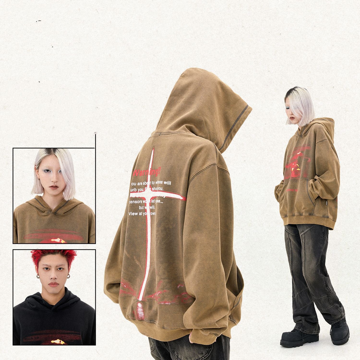 Autumn Sunset Vintage Washed Hoodie for Women