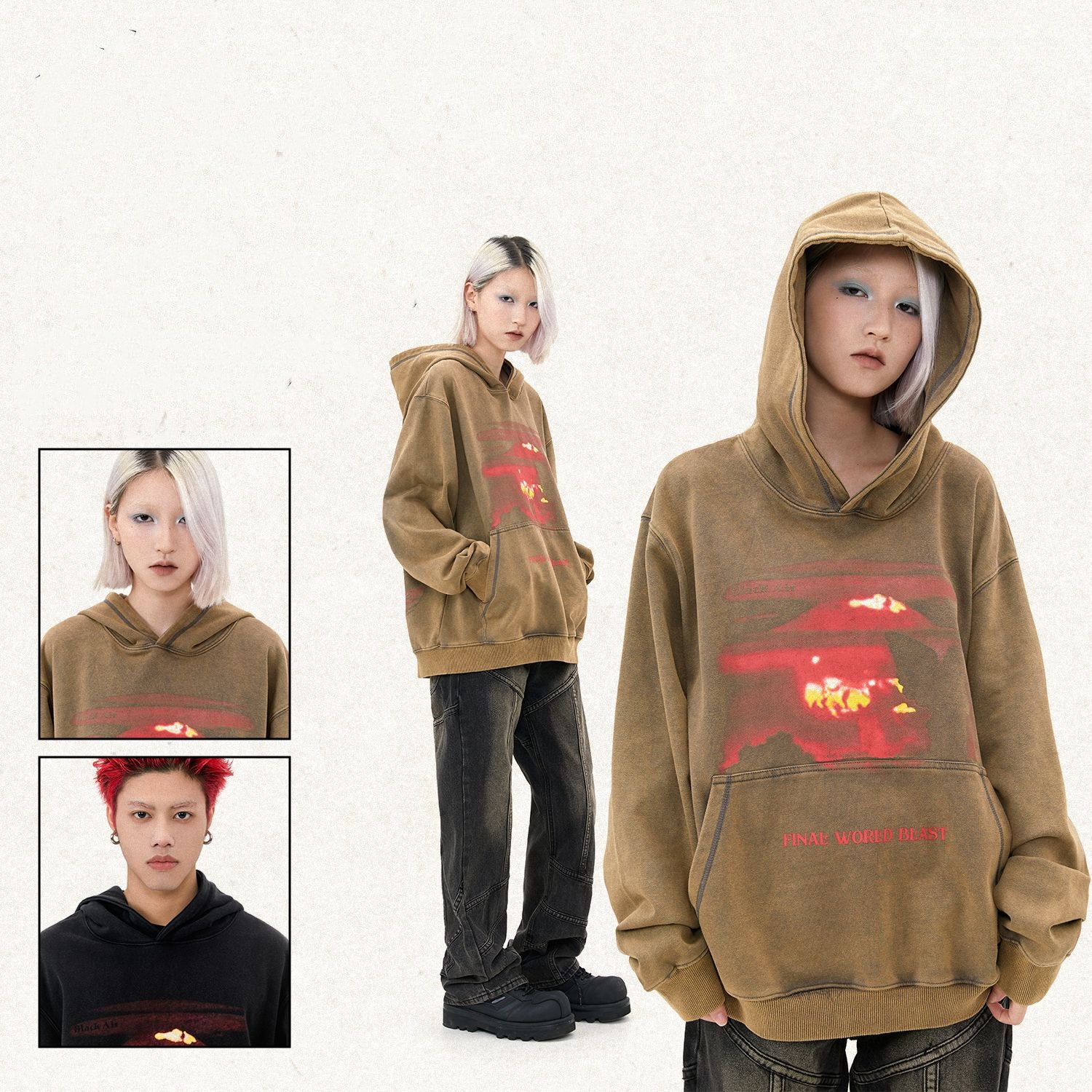 Autumn Sunset Vintage Washed Hoodie for Women