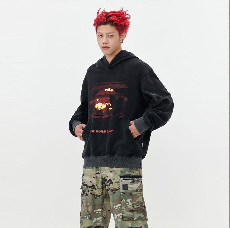 Autumn Sunset Vintage Washed Hoodie for Women