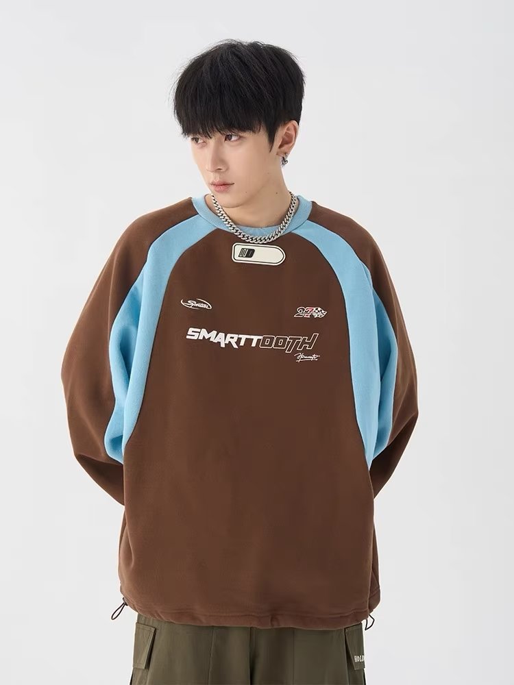 Retro American Letter Crew Neck Loose Sweater