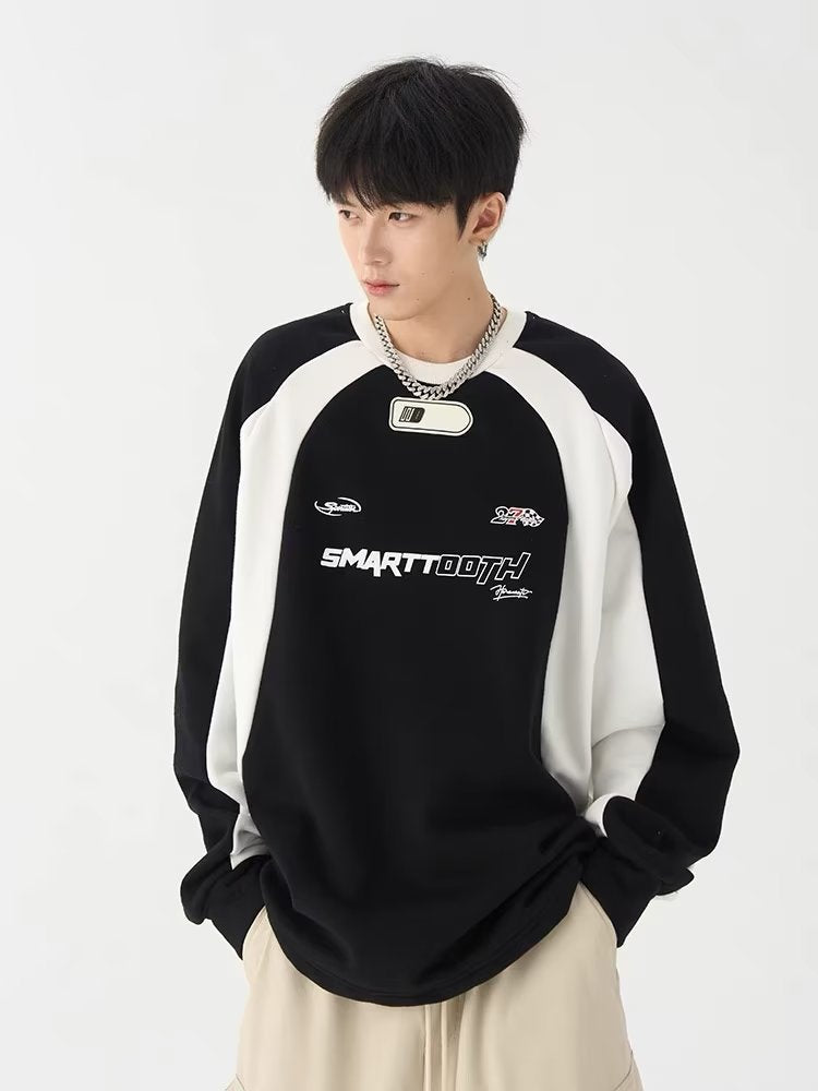 Retro American Letter Crew Neck Loose Sweater