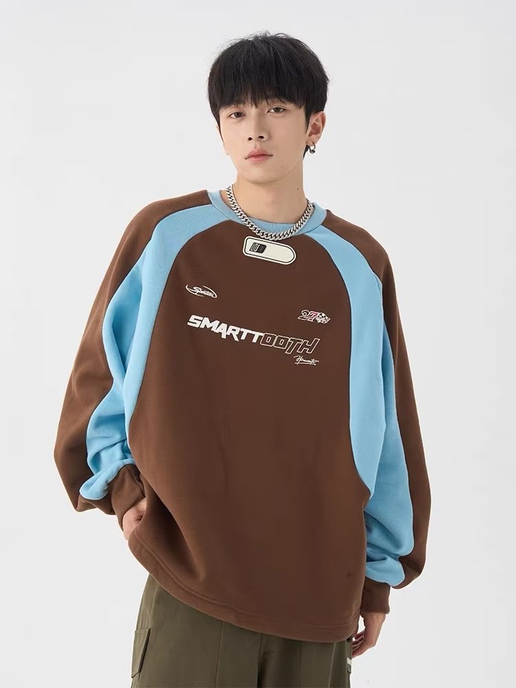 Retro American Letter Crew Neck Loose Sweater
