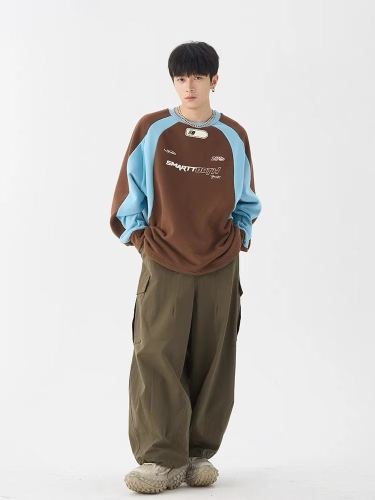 Retro American Letter Crew Neck Loose Sweater