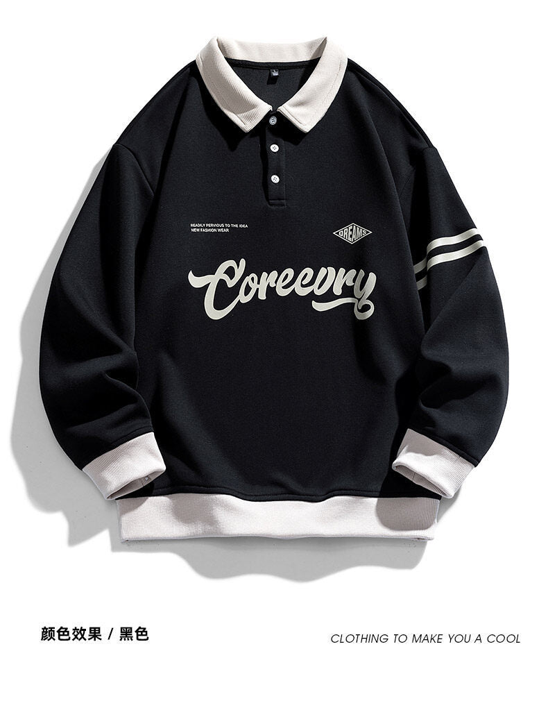 Men's Japanese Retro Lapel Sweater Workwear Pullover