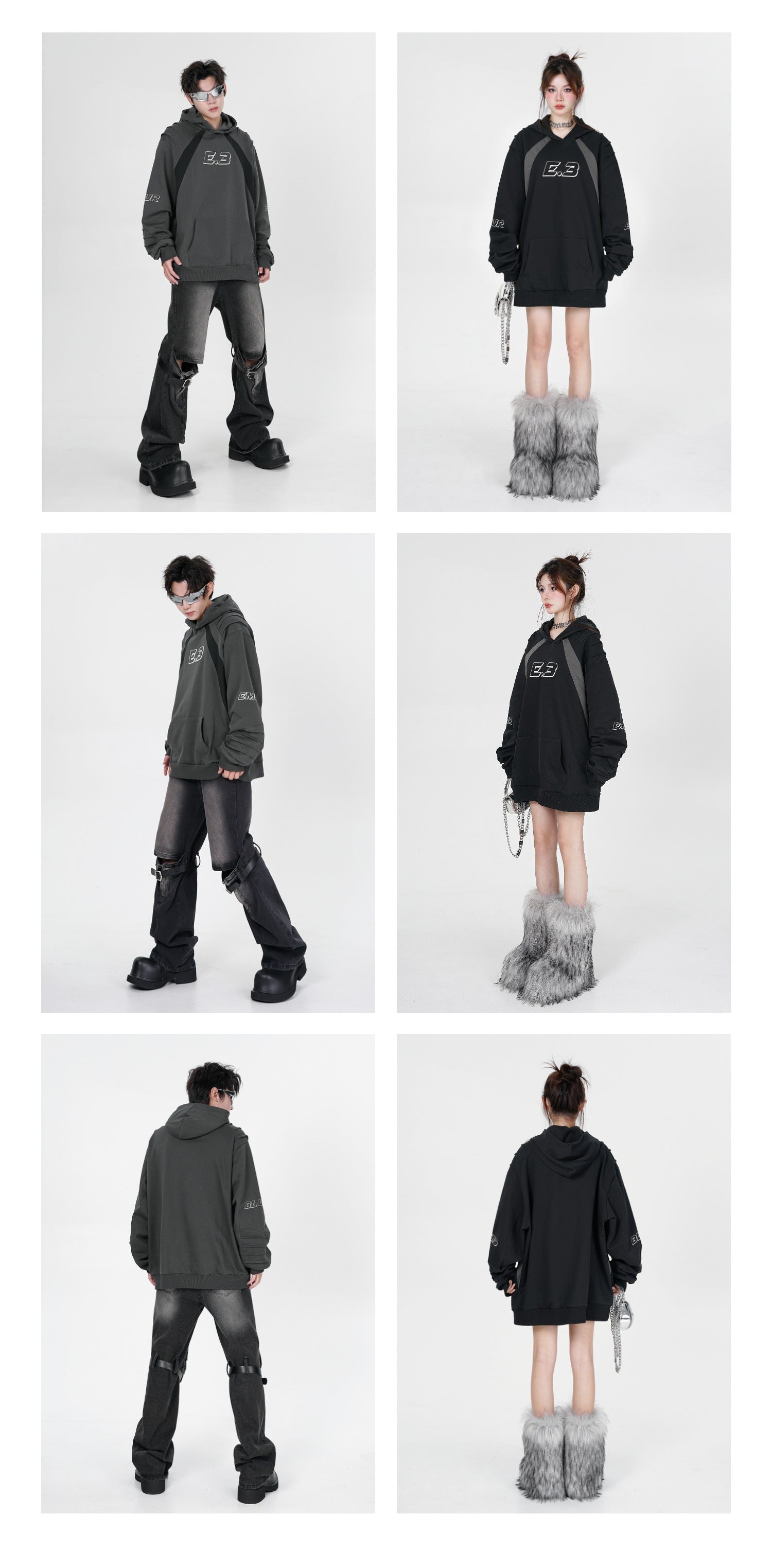 Dark High Street Oversized Colorblock Hoodie