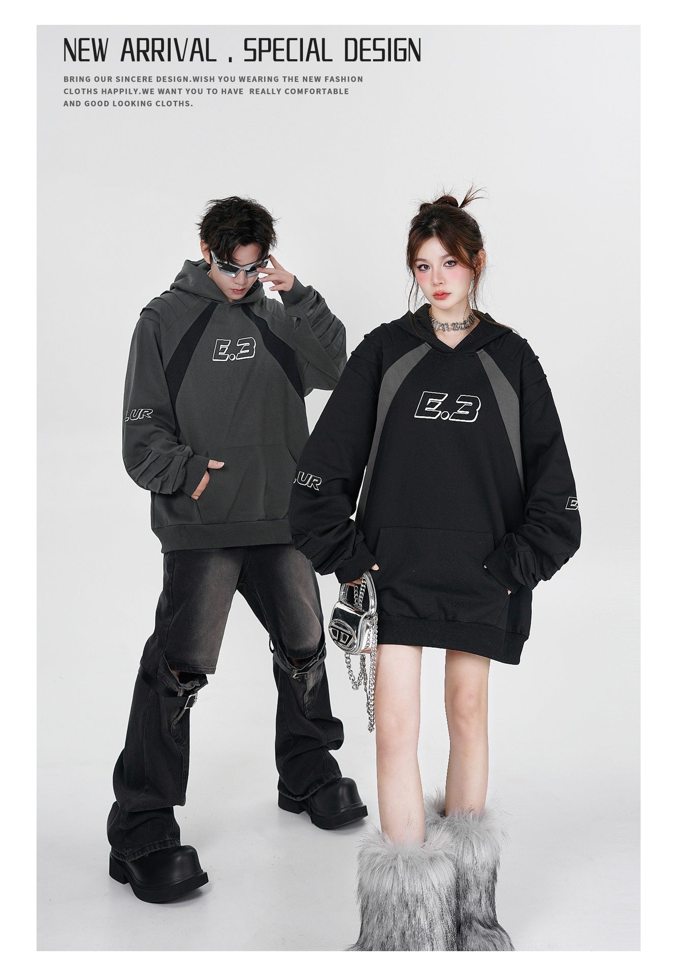 Dark High Street Oversized Colorblock Hoodie