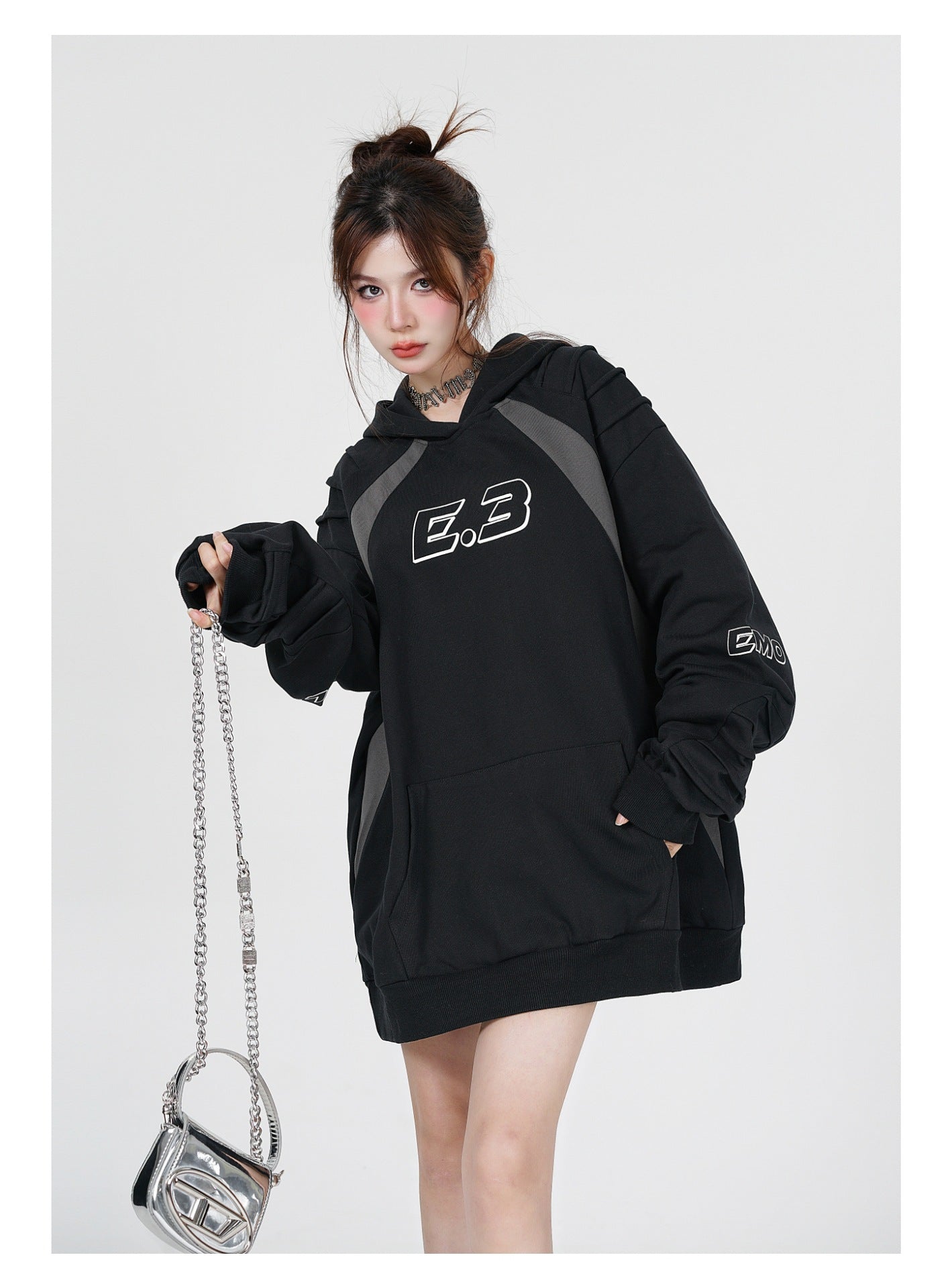 Dark High Street Oversized Colorblock Hoodie