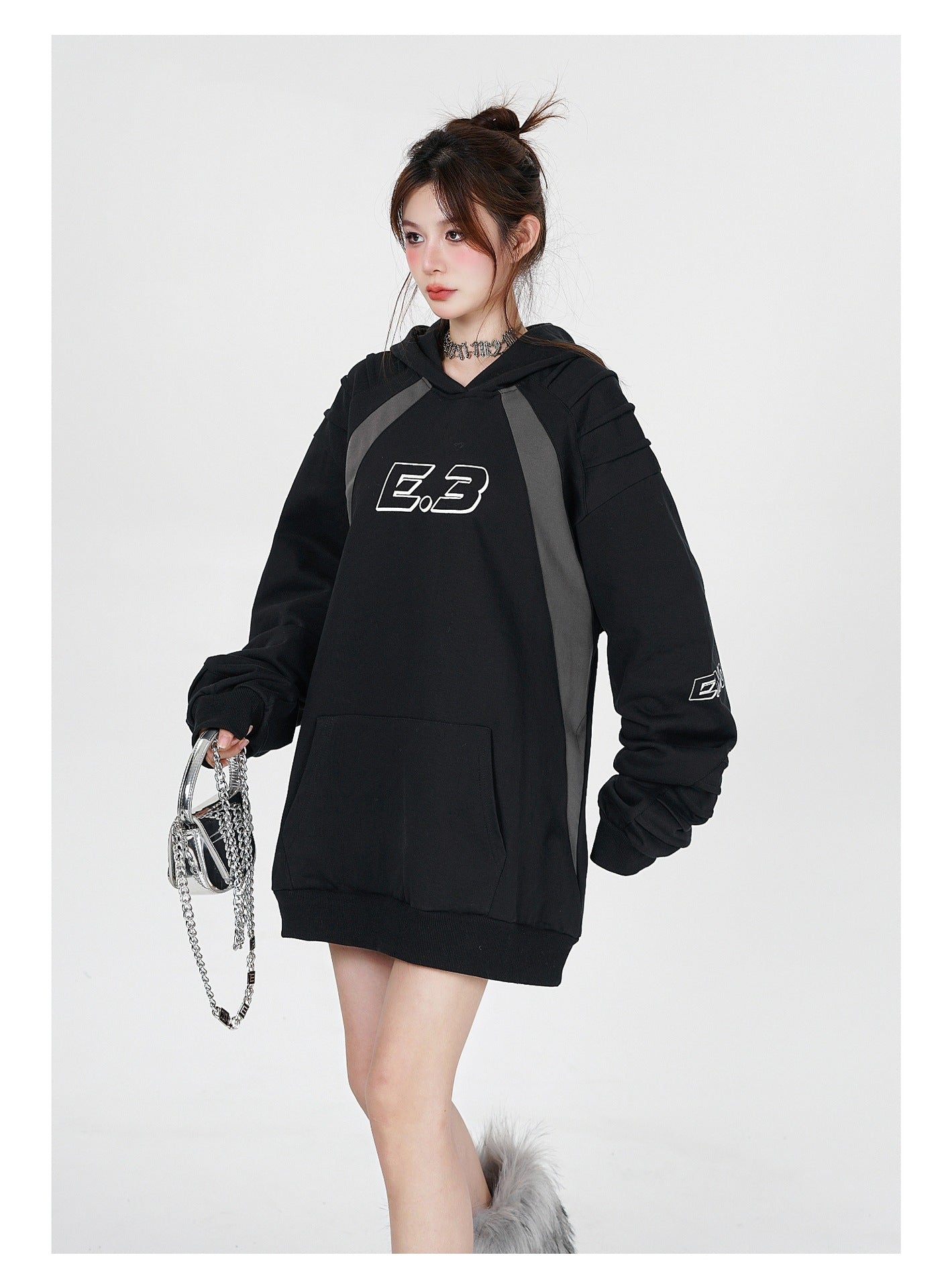Dark High Street Oversized Colorblock Hoodie