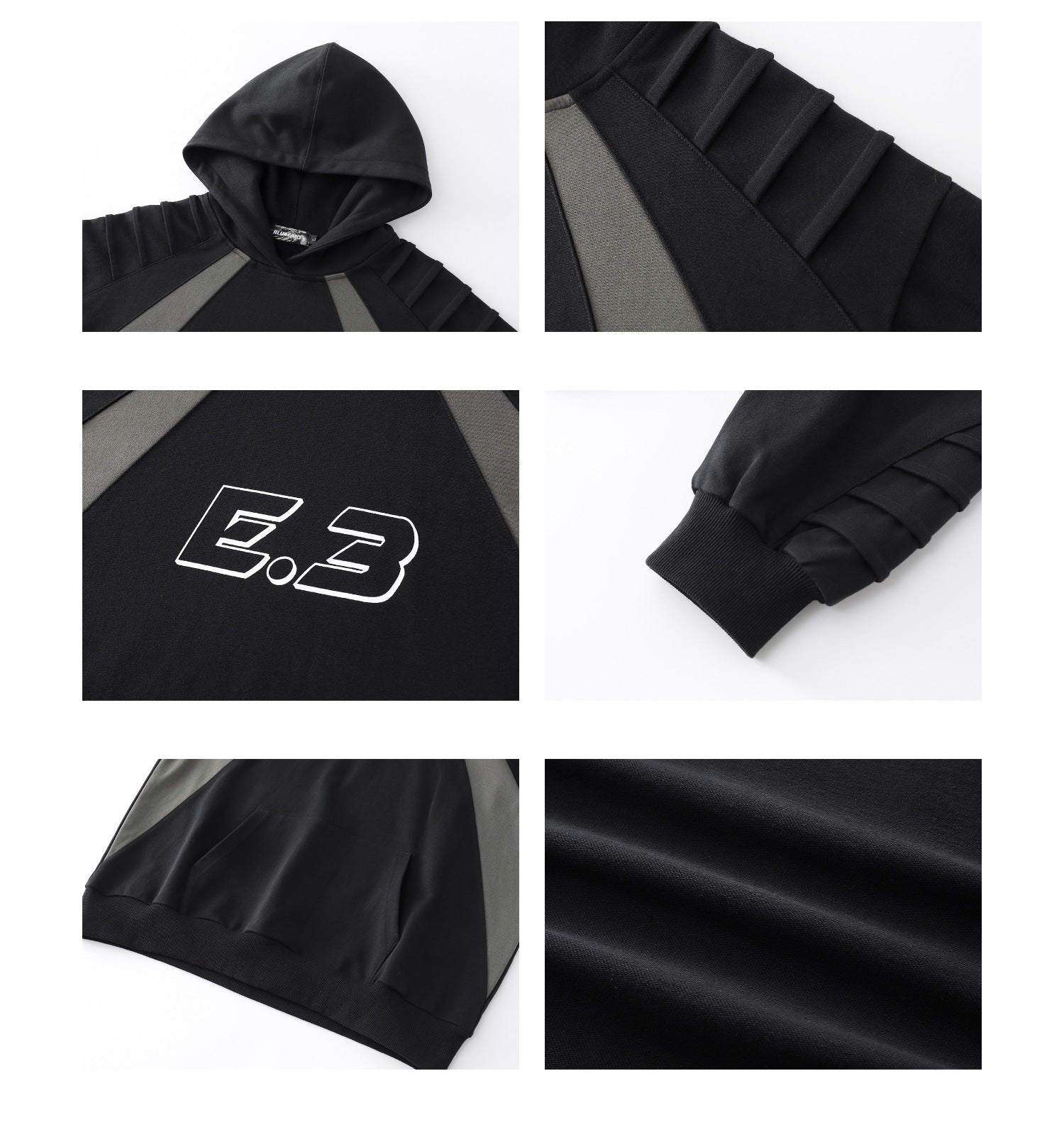 Dark High Street Oversized Colorblock Hoodie