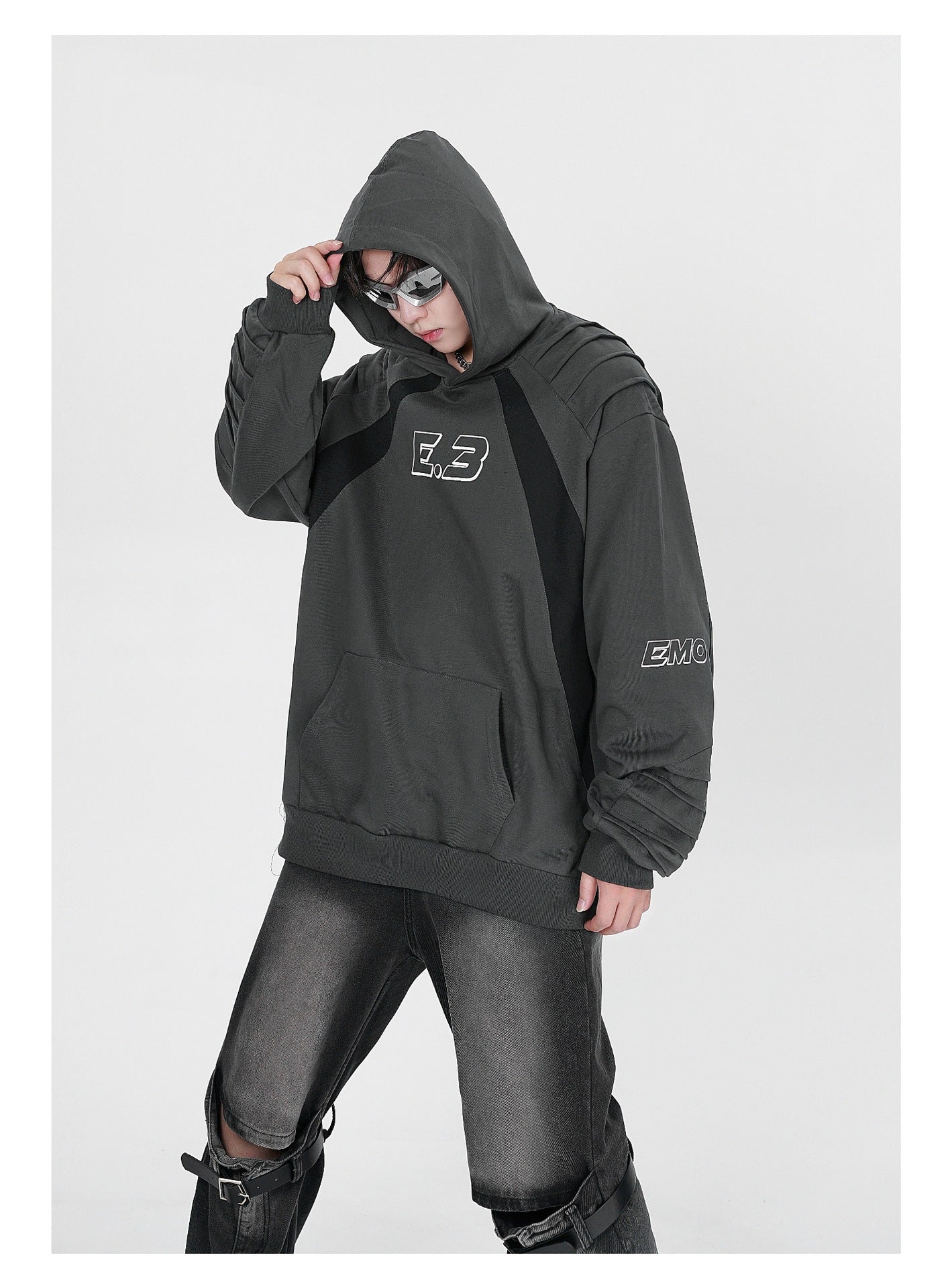 Dark High Street Oversized Colorblock Hoodie