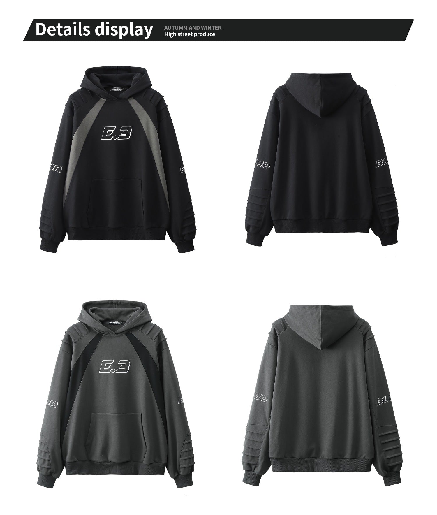 Dark High Street Oversized Colorblock Hoodie