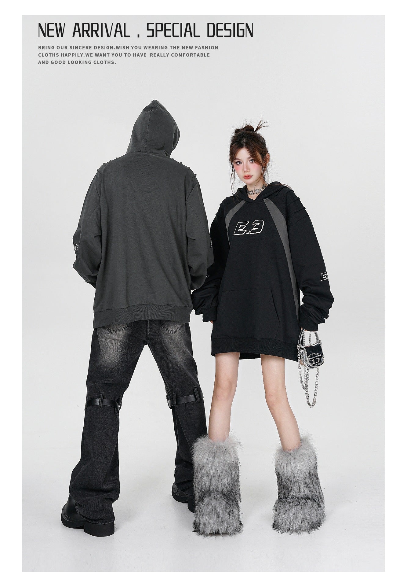 Dark High Street Oversized Colorblock Hoodie