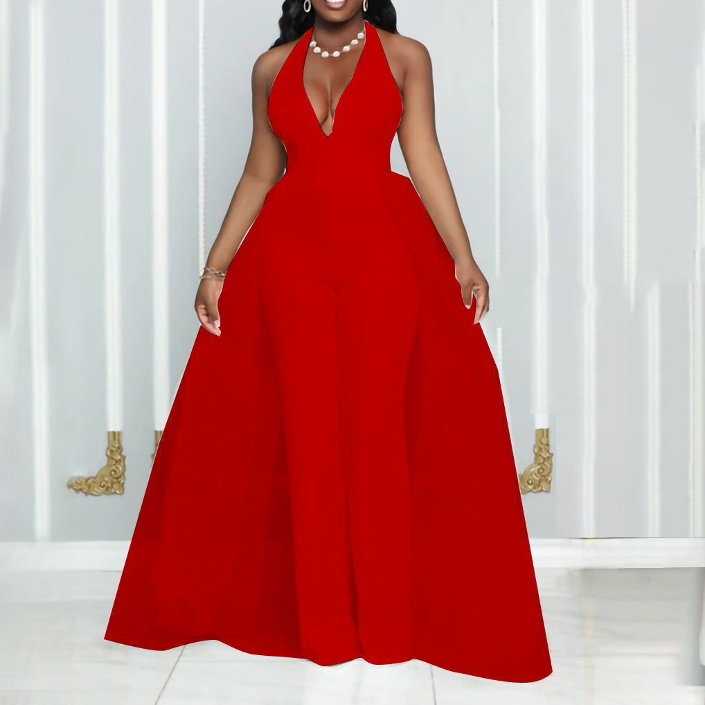 Chic Mesh Stitching Plus Size Jumpsuit