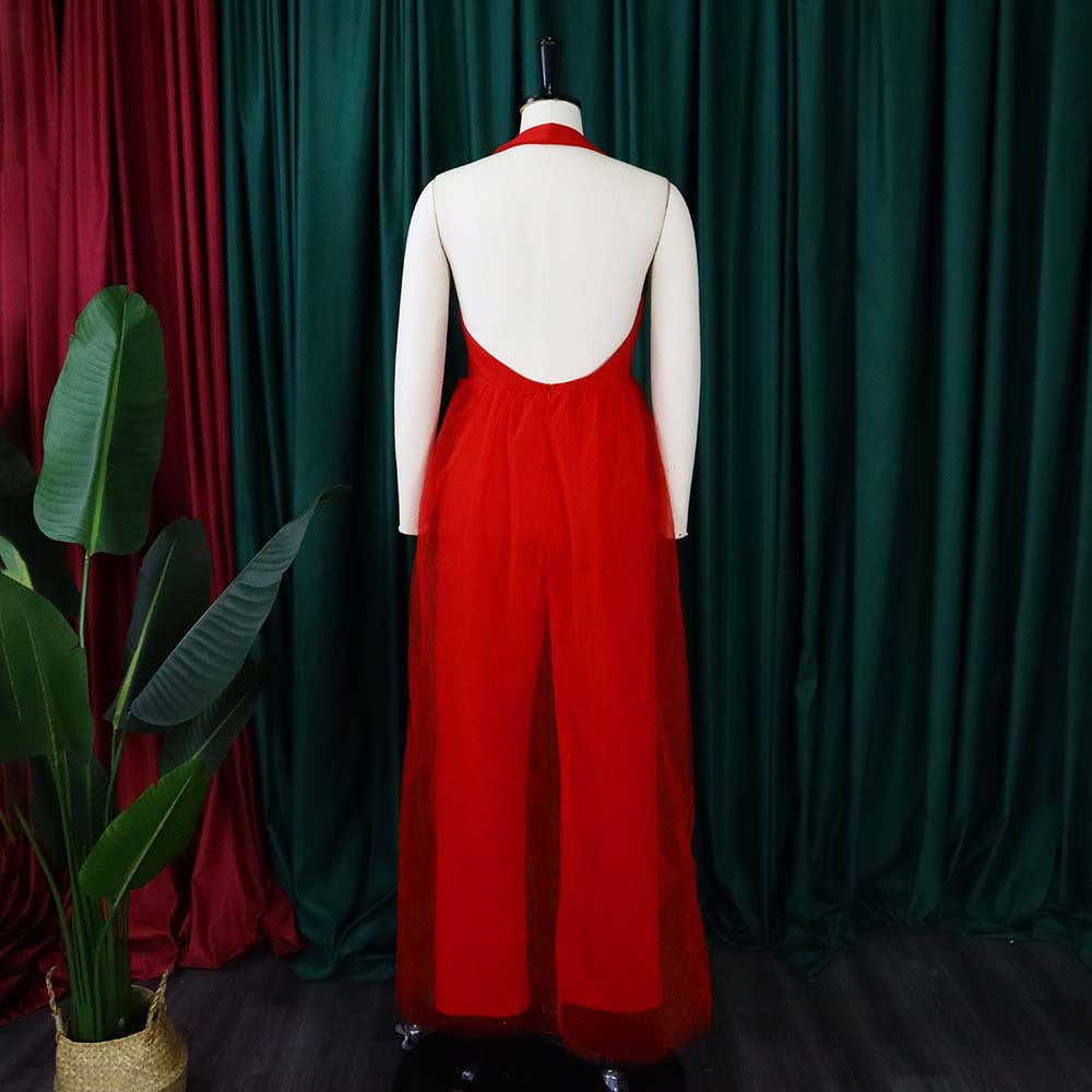 Chic Mesh Stitching Plus Size Jumpsuit