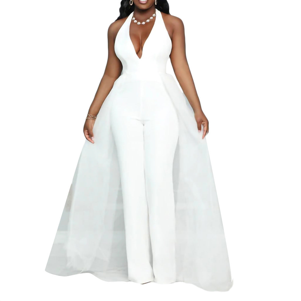 Chic Mesh Stitching Plus Size Jumpsuit