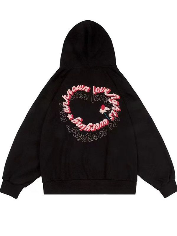 Women's Embroidered Zipper Hooded Cardigan Sweater