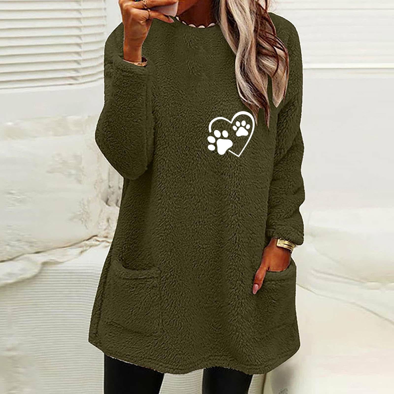 Cozy Velvet Love Print Sweatshirt for Women