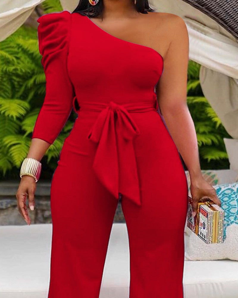 Chic One-Shoulder Wide-Leg Jumpsuit
