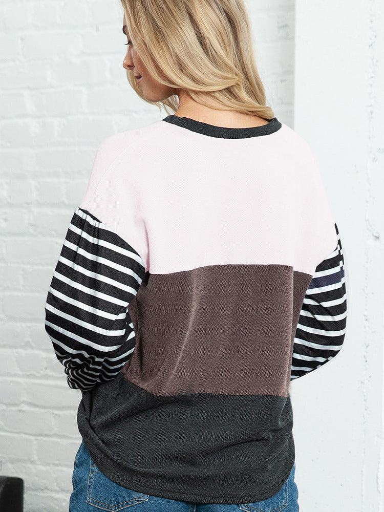 Women's Colorblock Striped Long Sleeve Knit Pullover