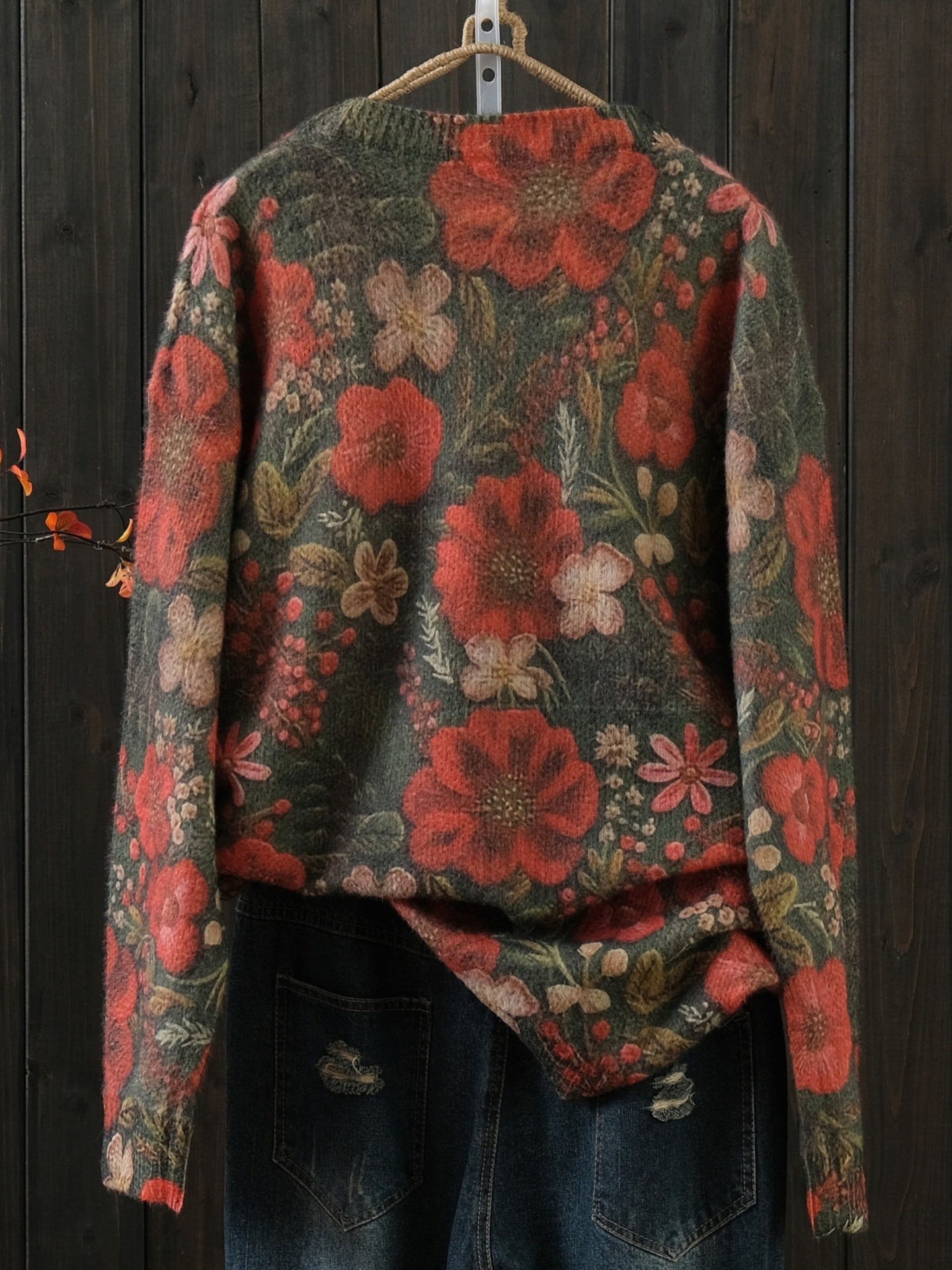 Plus Size Knit Pullover Sweater Loose Retro Outerwear