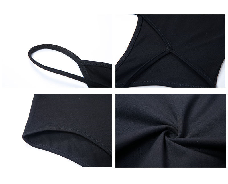 Women's Black Backless V-Neck Summer Romper Jumpsuit