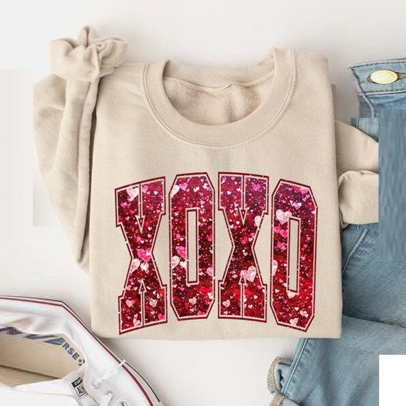 Chic Letter Print Casual Round Neck Pullover Sweater