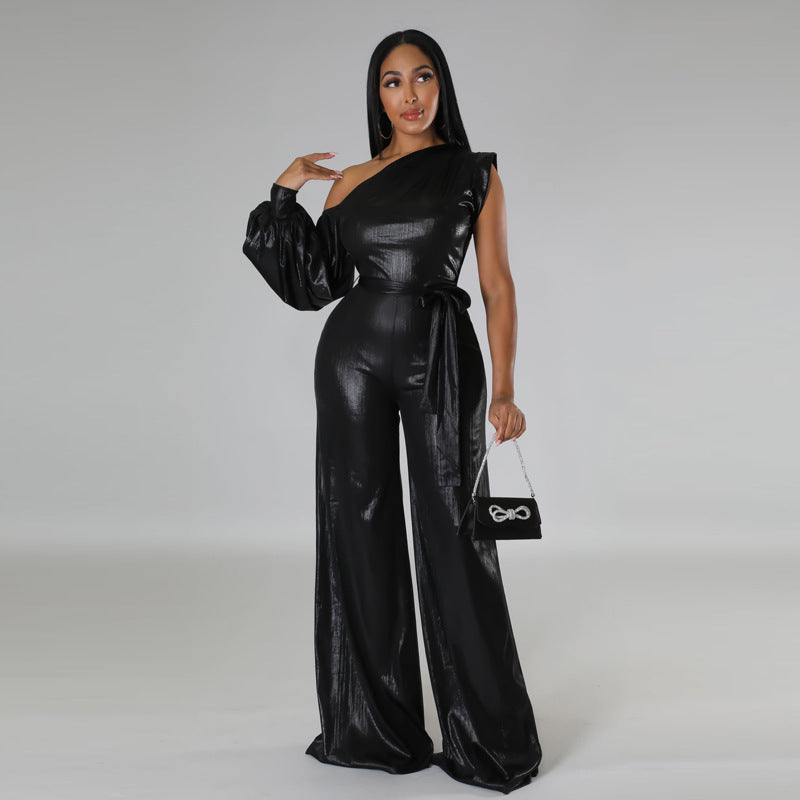 Chic Bell-Sleeve Wide-Leg Evening Jumpsuit