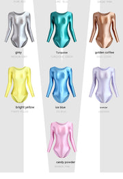 Women's Glossy Silk One-Piece Swimsuit Solid Color