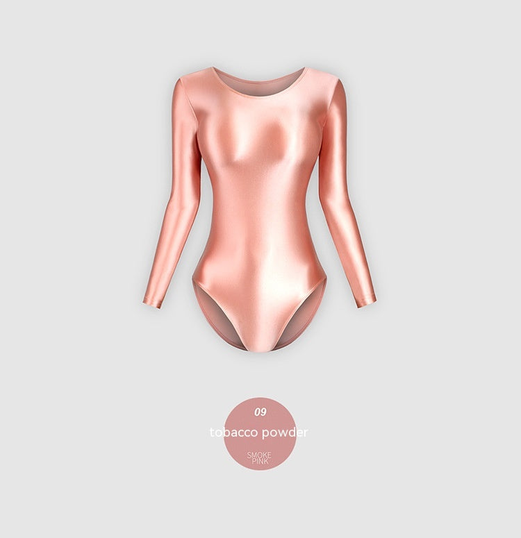 Women's Glossy Silk One-Piece Swimsuit Solid Color