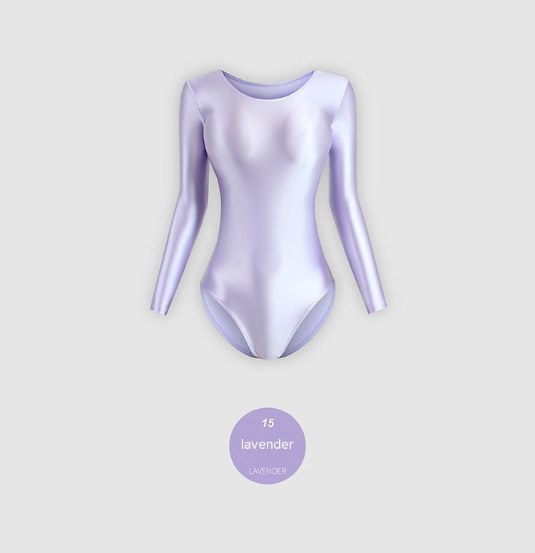 Women's Glossy Silk One-Piece Swimsuit Solid Color