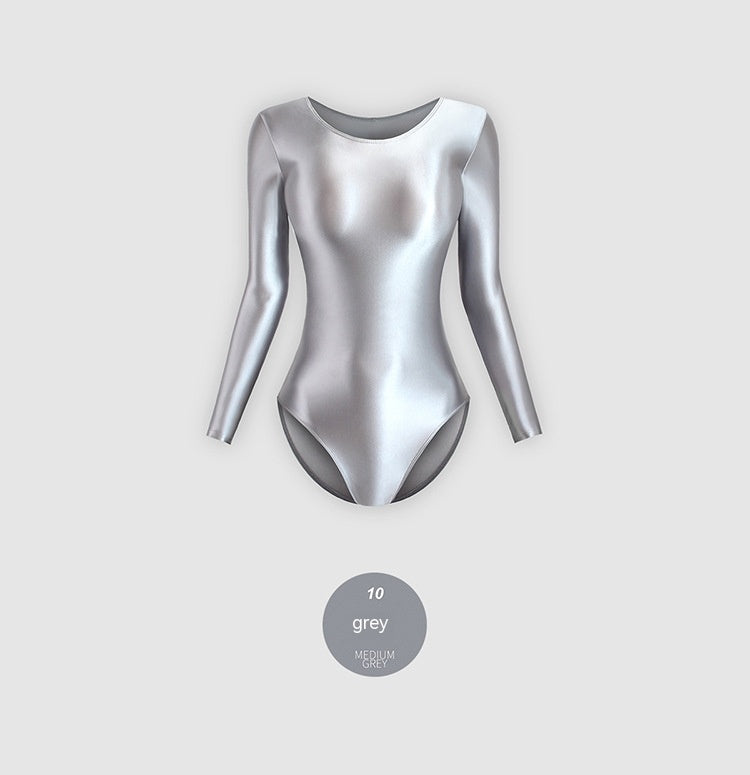 Women's Glossy Silk One-Piece Swimsuit Solid Color