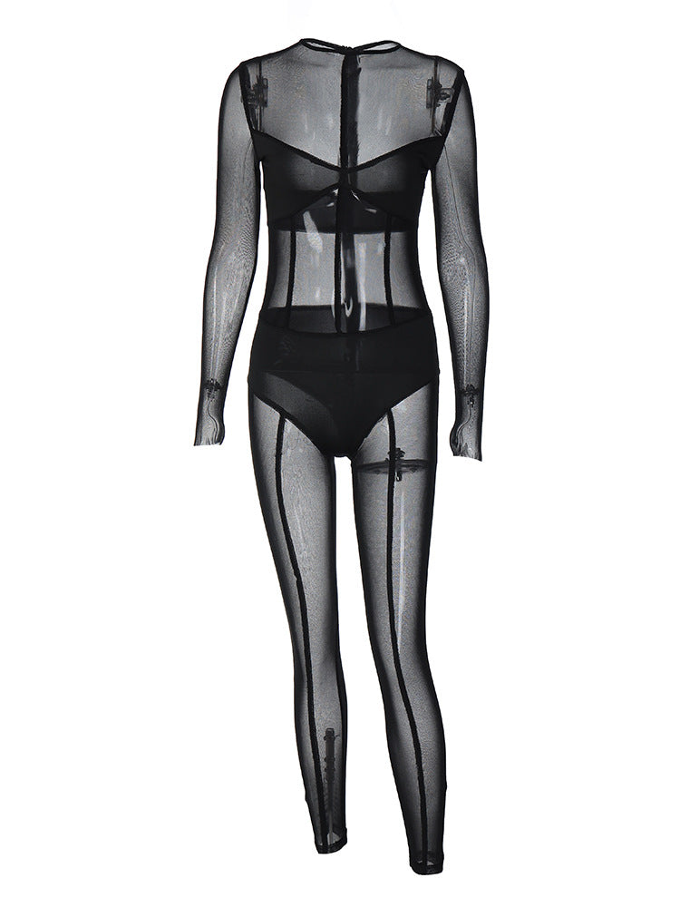 Women's Sheer Mesh Jumpsuit Fashion Bodysuit
